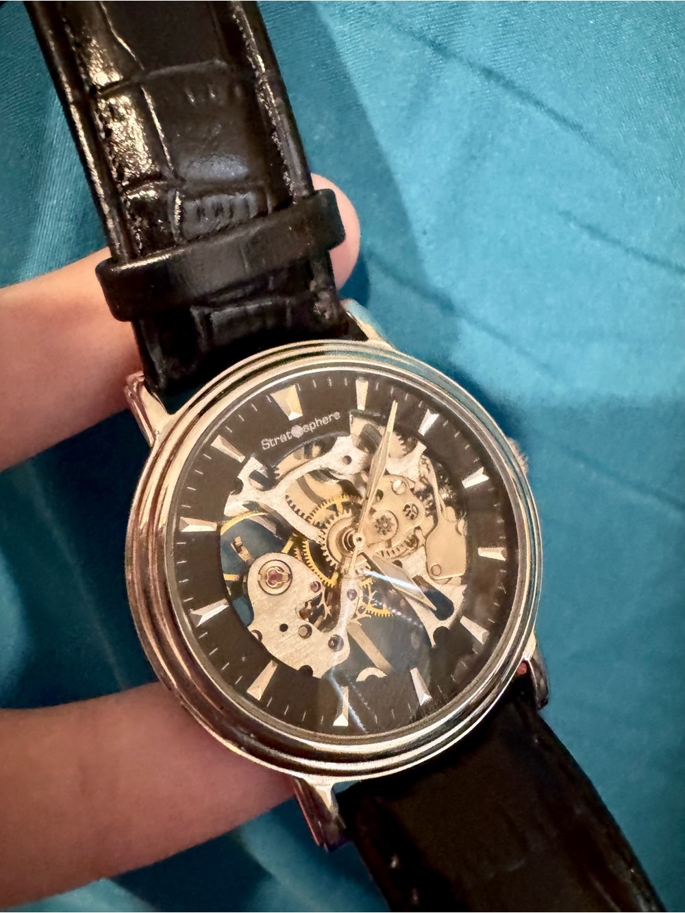 Stratosphere Skeleton Dial Mechanical Watch 17 Jewel - Silver & Gold Accents